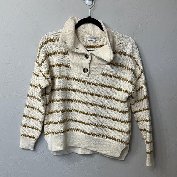 Madewell Sweaters - Madewell cream striped sweater size small.NWT